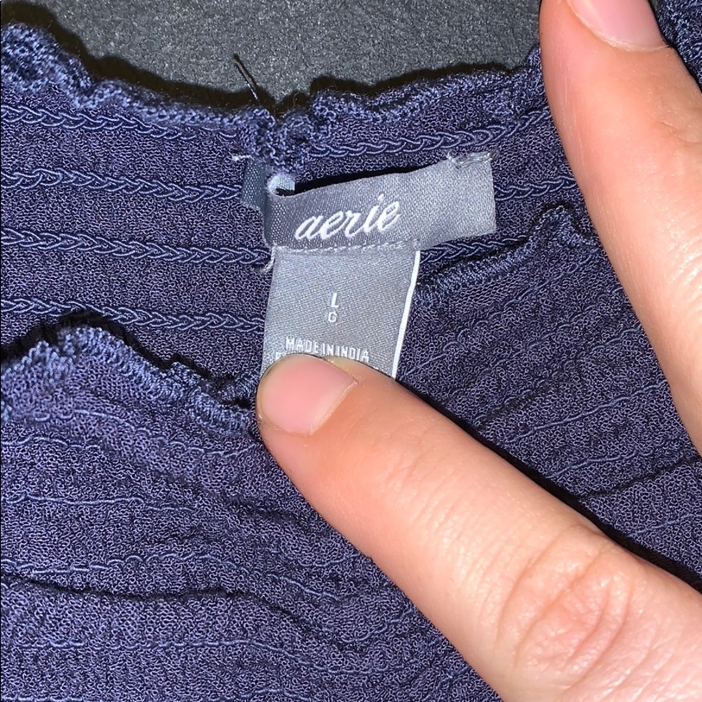 Navy Blue Ruched Crop Top - Picture 3 of 3
